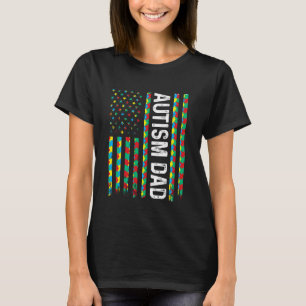 Autism Dad Awareness American Flag USA Month Suppo T-Shirt