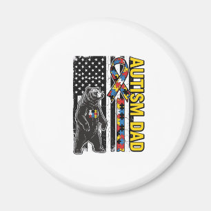 Autism Dad Bear Flag Awareness Shirt Design_1 Magnet