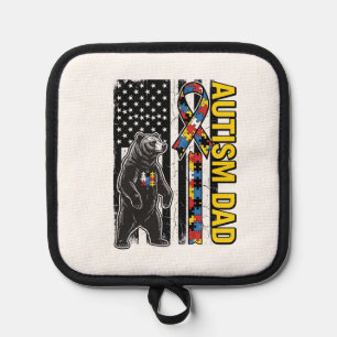Autism Dad Bear Flag Awareness Shirt Design_1 Pot Holder