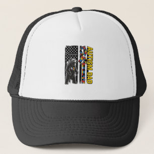 Autism Dad Bear Flag Awareness Shirt Design_1 Trucker Hat