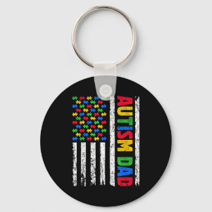 Autism dad father autism awareness puzzle pieces key ring