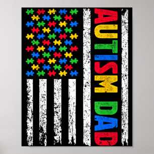 Autism dad father autism awareness puzzle pieces poster