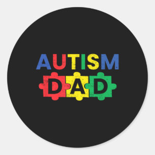 Autism Dad Fathering Autism Support Awareness Mont Classic Round Sticker