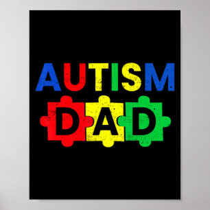 Autism Dad Fathering Autism Support Awareness Mont Poster