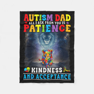 Autism Dad Lion Cub Galaxy Patience Kindness Accep Fleece Blanket
