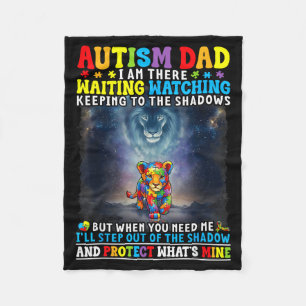 Autism Dad Lion Protector Support Love Autistic So Fleece Blanket