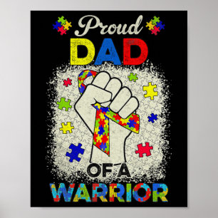 Autism Dad Of Autism Awareness Warrior Support Aut Poster