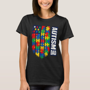 Autism Dad Patriotic Puzzle USA T-Shirt
