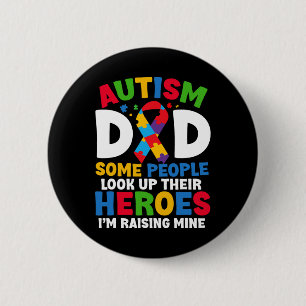 Autism Dad Puzzle Ribbon Proud Son Hero Autism Awa 6 Cm Round Badge