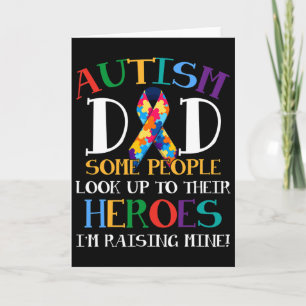Autism Dad Puzzle Ribbon Son Is My Hero Autism Awa Card