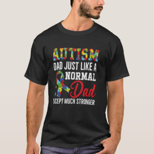 Autism Dad Stronger Than Normal Puzzle Ribbon T-Shirt