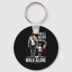 Autism dad support alone puzzle you'll never walk key ring