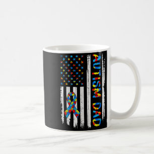 Autism Dad US Flag Autistic Awareness Fathers Day Coffee Mug