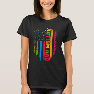Autism Dad USA Flag Autistic Awareness Pride Month T-Shirt