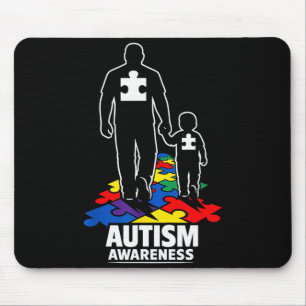 Autism dad walking together puzzle mouse pad