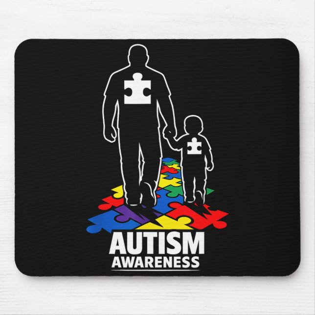 Autism dad walking together puzzle  mouse pad (Front)