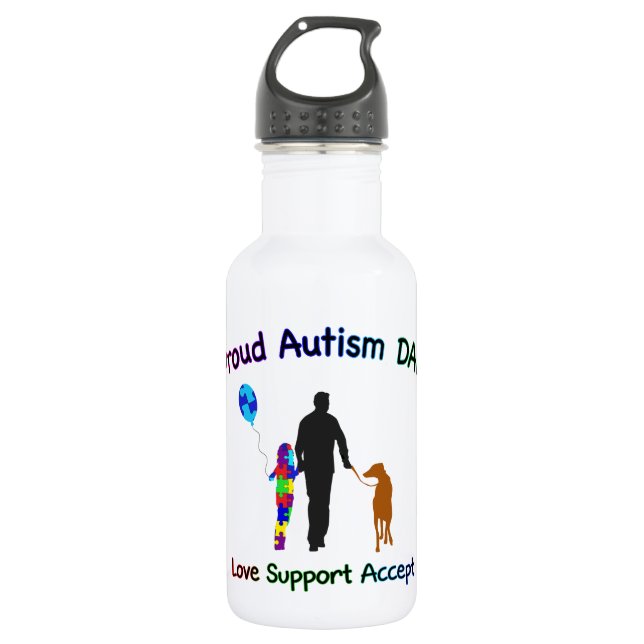 Autism Dad with Dog 532 Ml Water Bottle (Front)