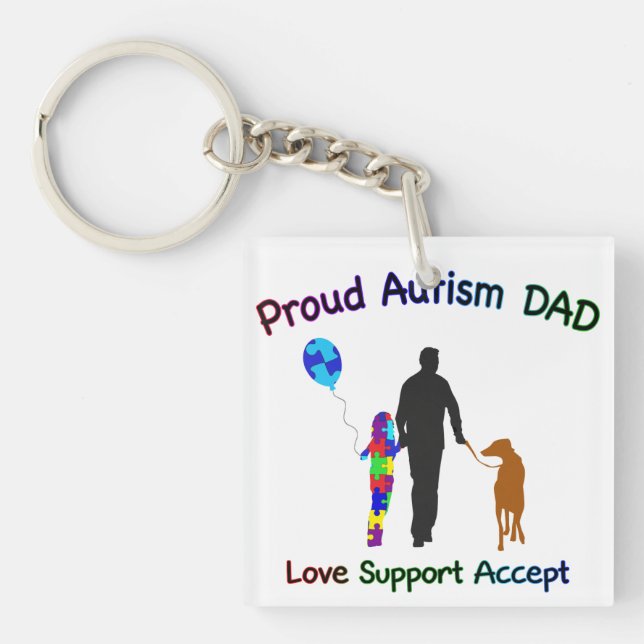 Autism Dad with Dog Key Ring (Front)