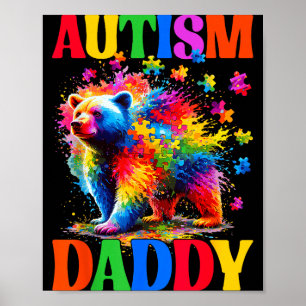 Autism daddy autism awareness day bear puzzle poster