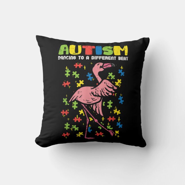 Autism Dancing Different Beat Flamingo Cute Cushion (Front)