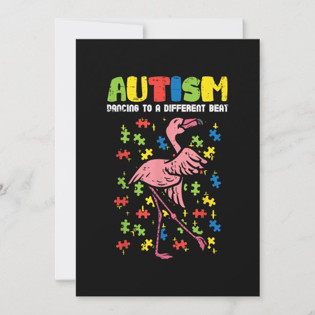 Autism Dancing Different Beat Flamingo Cute Holiday Card (Front)
