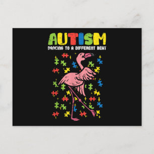 Autism Dancing Different Beat Flamingo Cute Holiday Postcard
