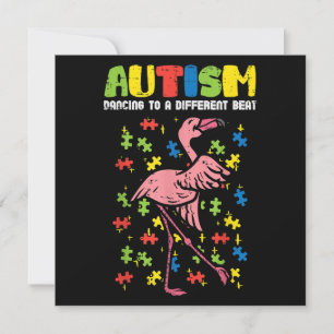 Autism Dancing Different Beat Flamingo Cute Invitation
