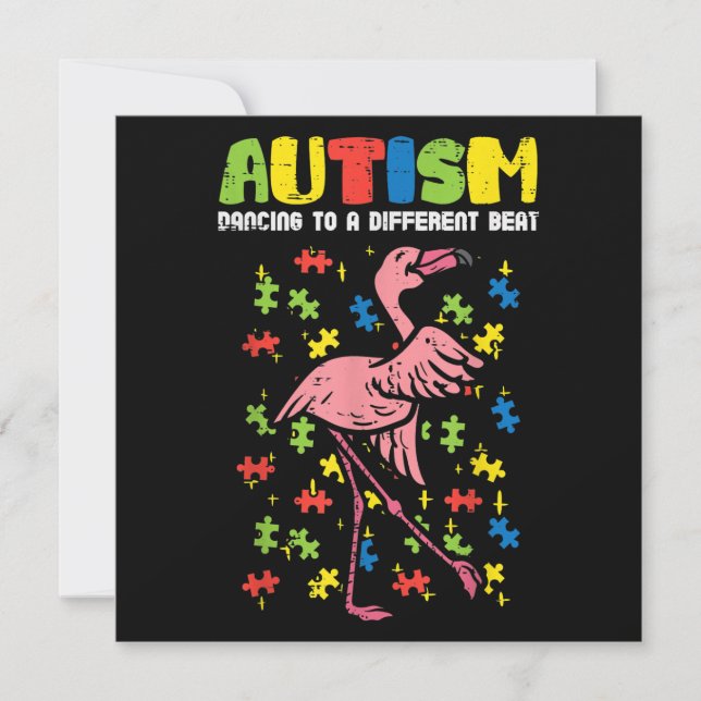 Autism Dancing Different Beat Flamingo Cute Invitation (Front)