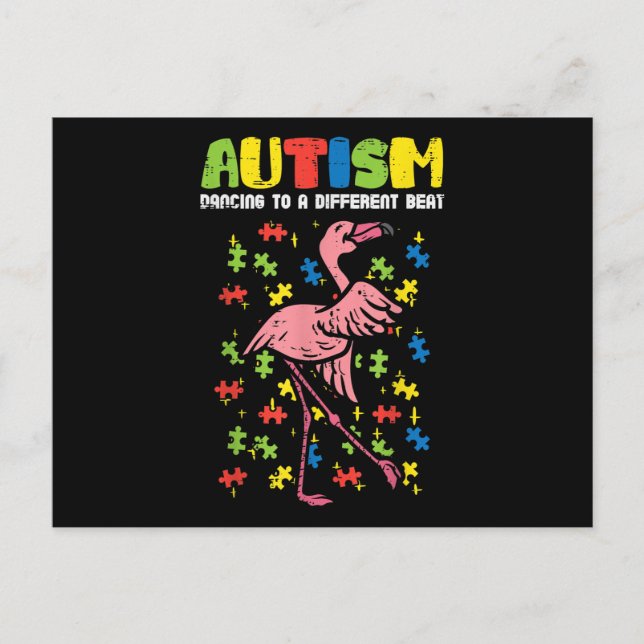 Autism Dancing Different Beat Flamingo Cute Postcard (Front)