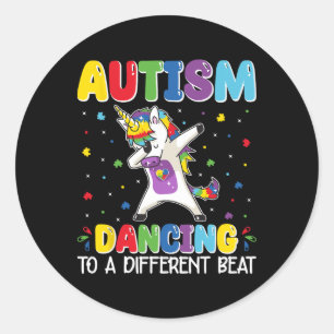 Autism Dancing To A Different Beat Dubbing Unicorn Classic Round Sticker