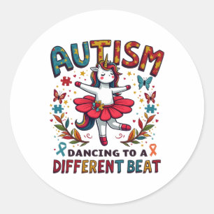 Autism Dancing To Be A Different Beat Cute Unicorn Classic Round Sticker