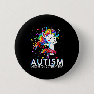 Autism Dancing To Be A Different Beat Unicorn 6 Cm Round Badge