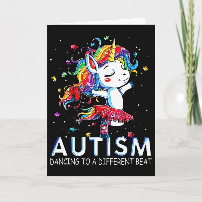 Autism Dancing To Be A Different Beat Unicorn  Card (Front)