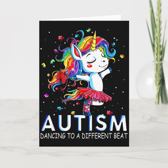Autism Dancing To Be A Different Beat Unicorn  Card (Front)