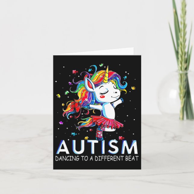 Autism Dancing To Be A Different Beat Unicorn  Card (Front)