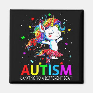 Autism Dancing to Be A Different Beat Unicorn Magnet