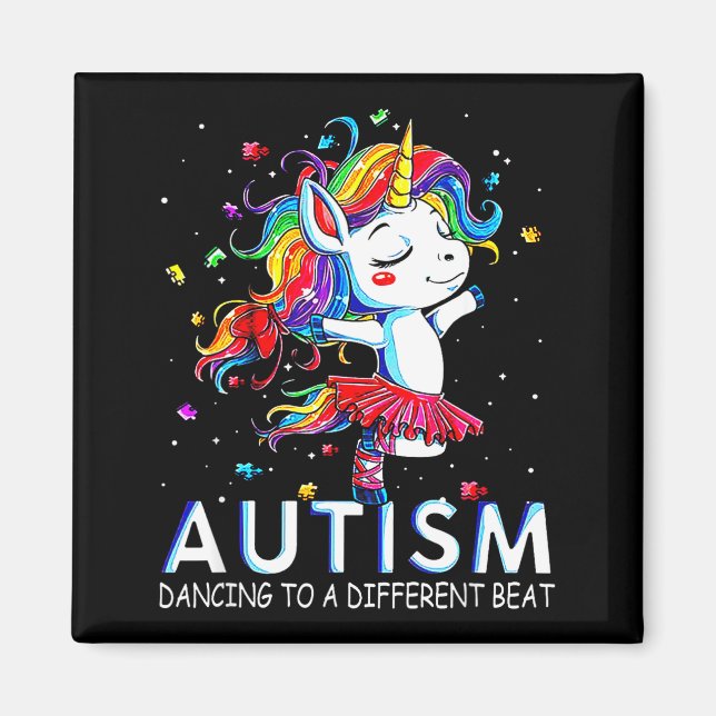 Autism Dancing To Be A Different Beat Unicorn  Magnet (Front)