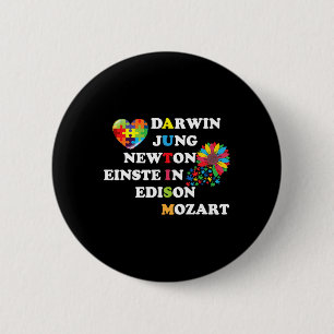 Autism Darwin Jung Newton Einste In Edison Mozart  6 Cm Round Badge