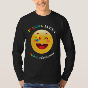 Autism Day Feeling Lucky Smile Face Meme T-Shirt