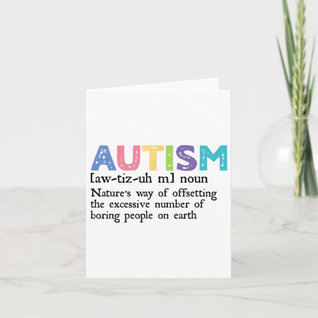 Autism Definition Autism Awareness Acceptance Gift Card (Front)