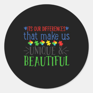 Autism Differences Autism Awareness Autism Speaks Classic Round Sticker