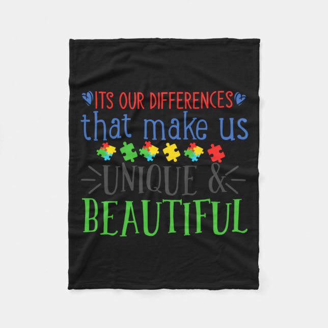 Autism Differences Autism Awareness Autism Speaks  Fleece Blanket (Front)