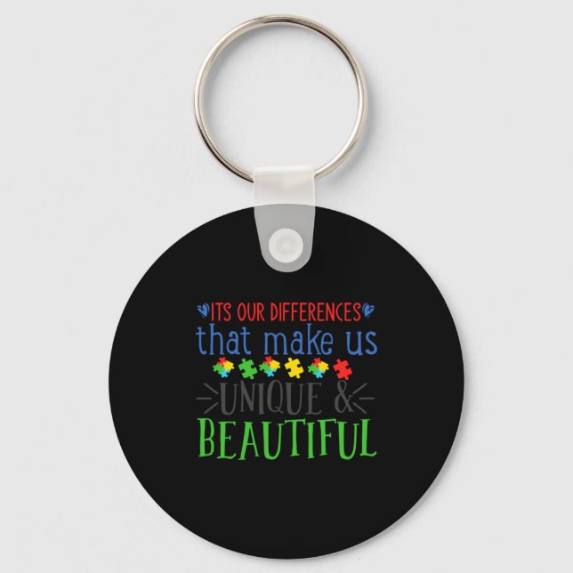 Autism Differences Autism Awareness Autism Speaks  Key Ring (Front)