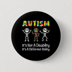 Autism Different Ability Skull Skeleton Neurodiver 6 Cm Round Badge