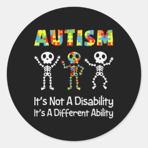 Autism Different Ability Skull Skeleton Neurodiver Classic Round Sticker