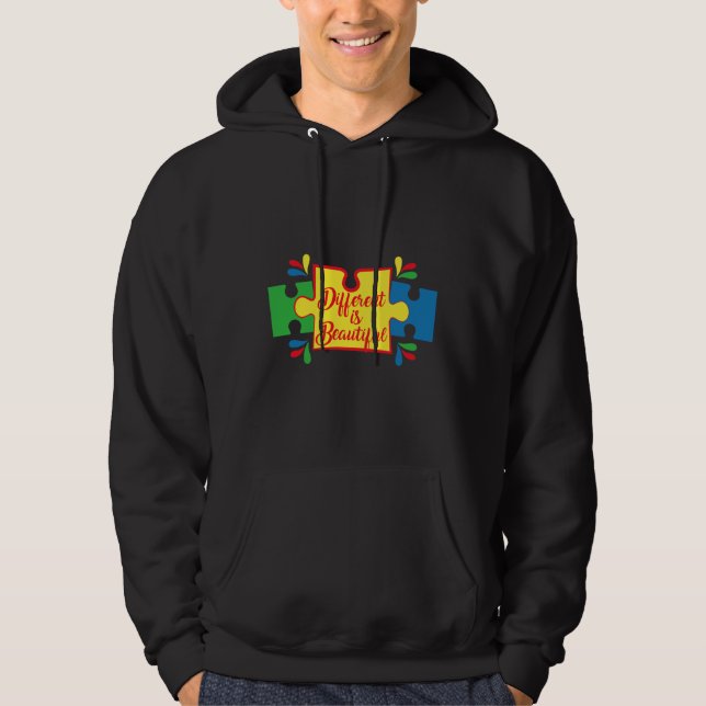 Autism Different And Beautiful Active Hoodie (Front)