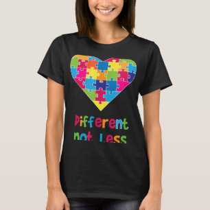 Autism-Different Not Less-Autism Awareness Heart P T-Shirt