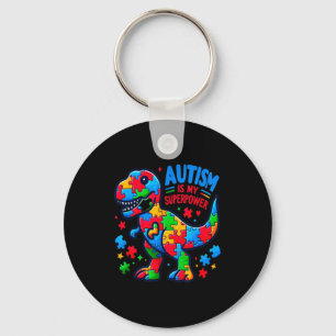 Autism - Dinosaur - Puzzle - Bow - Autism Is My Su Key Ring