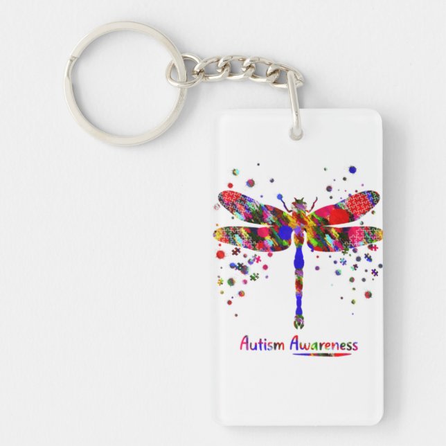 Autism Dragonfly Key Ring (Front)