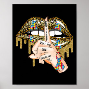 Autism Dripping Lips Puzzle Autism Awareness Women Poster